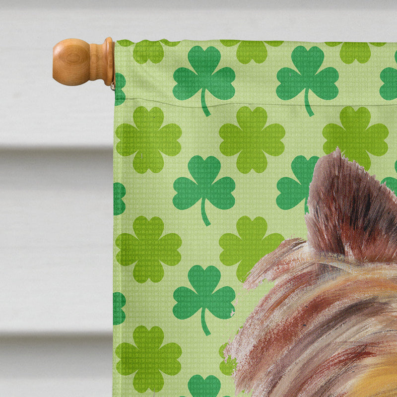 Yorkie St. Patrick's Day Shamrock Portrait Flag Canvas House Size