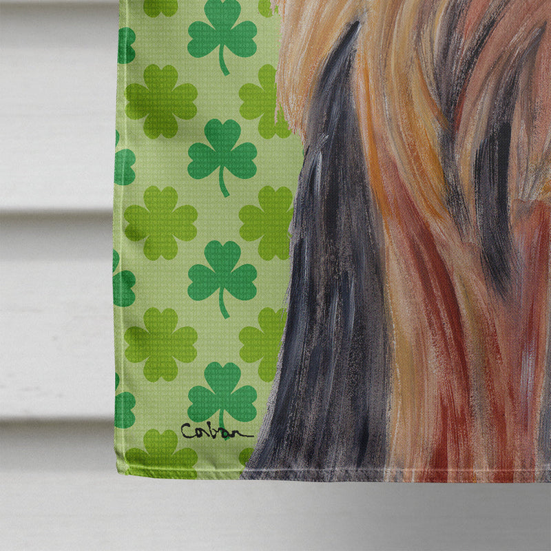 Yorkie St. Patrick's Day Shamrock Portrait Flag Canvas House Size