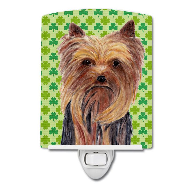 Yorkie St. Patrick's Day Shamrock Portrait Ceramic Night Light SC9285CNL