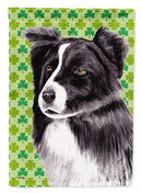 Border Collie St. Patrick's Day Shamrock Portrait Garden Flag – Decorative Outdoor Yard Flag