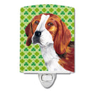 Beagle St. Patrick's Day Shamrock Portrait Ceramic Night Light Compact, UL-Certified, Ideal for Bedroom, Bathroom, Nursery, Hallway, Kitchen, 6x4x3, Multicolor