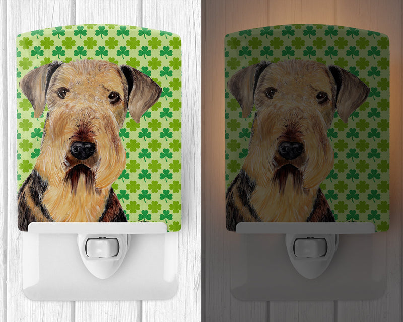 Airedale St. Patrick's Day Shamrock Portrait Ceramic Night Light SC9293CNL