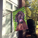 Labrador Chocolate St. Patrick's Day Shamrock Portrait House Flag 28x40 Porch Sleeve Pole Decorative Outside Yard Banner Artwork Wall Hanging, Polyester