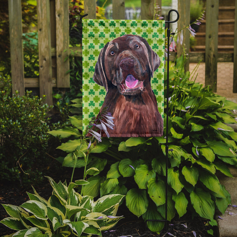 Labrador Chocolate St. Patrick's Day Shamrock Portrait Flag Garden Size