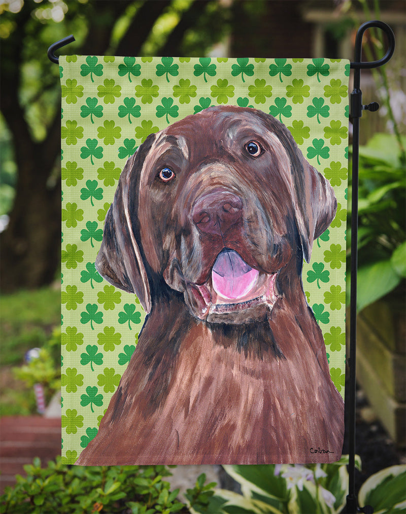 Labrador Chocolate St. Patrick's Day Shamrock Portrait Flag Garden Size