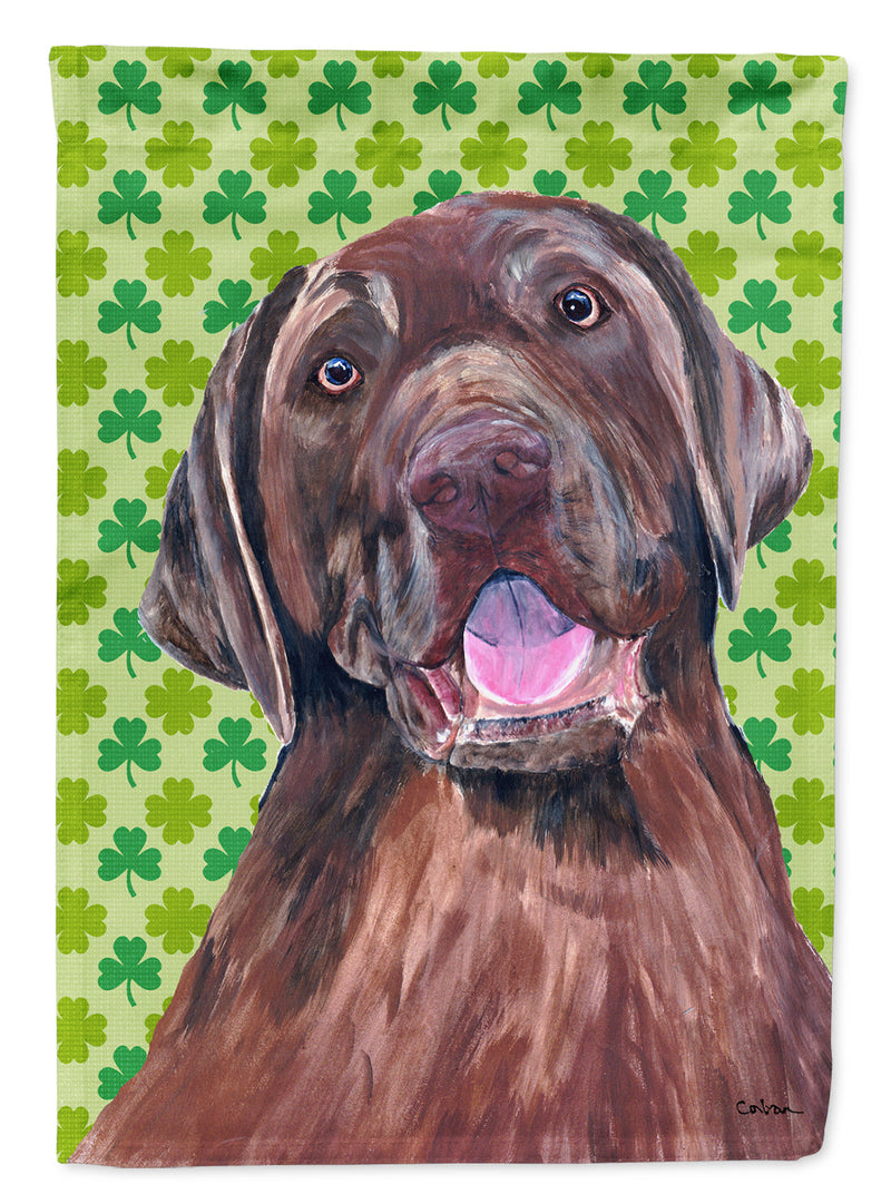 Labrador Chocolate St. Patrick's Day Shamrock Portrait Flag Garden Size