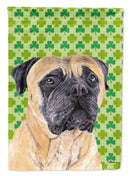 Mastiff St. Patrick's Day Shamrock Portrait House Flag 28x40 Porch Sleeve Pole Decorative Outside Yard Banner Artwork Wall Hanging, Polyester