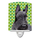 Scottish Terrier St. Patrick's Day Shamrock Portrait Ceramic Night Light Compact, UL-Certified, Ideal for Bedroom, Bathroom, Nursery, Hallway, Kitchen, 6x4x3, Multicolor