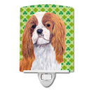 Cavalier Spaniel St. Patrick's Day Shamrock Portrait Ceramic Night Light Compact, UL-Certified, Ideal for Bedroom, Bathroom, Nursery, Hallway, Kitchen, 6x4x3, Multicolor