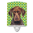 German Shorthaired Pointer St. Patrick's Day Shamrock Portrait Ceramic Night Light Compact, UL-Certified, Ideal for Bedroom, Bathroom, Nursery, Hallway, Kitchen, 6x4x3, Multicolor