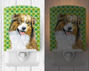 Australian Shepherd St. Patrick's Day Shamrock Ceramic Night Light Compact, UL-Certified, Ideal for Bedroom, Bathroom, Nursery, Hallway, Kitchen, 6x4x3, Multicolor