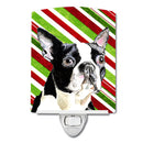 Boston Terrier Candy Cane Holiday Christmas Ceramic Night Light SC9320CNL