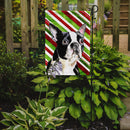 Boston Terrier Candy Cane Holiday Christmas Garden Flag – Decorative Outdoor Yard Flag