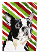 Boston Terrier Candy Cane Holiday Christmas Garden Flag – Decorative Outdoor Yard Flag