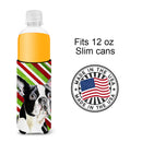 Boston Terrier Candy Cane Holiday Christmas Slim Can Hugger – Fun & Functional Drink Coolers SC9320MUK