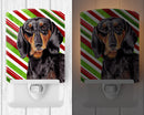 Dachshund Candy Cane Holiday Christmas Ceramic Night Light Compact, UL-Certified, Ideal for Bedroom, Bathroom, Nursery, Hallway, Kitchen, 6x4x3, Multicolor