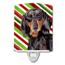 Dachshund Candy Cane Holiday Christmas Ceramic Night Light Compact, UL-Certified, Ideal for Bedroom, Bathroom, Nursery, Hallway, Kitchen, 6x4x3, Multicolor