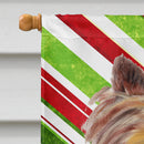 Yorkie Candy Cane Holiday Christmas House Flag 28x40 Porch Sleeve Pole Decorative Outside Yard Banner Artwork Wall Hanging, Polyester