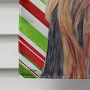 Yorkie Candy Cane Holiday Christmas House Flag 28x40 Porch Sleeve Pole Decorative Outside Yard Banner Artwork Wall Hanging, Polyester