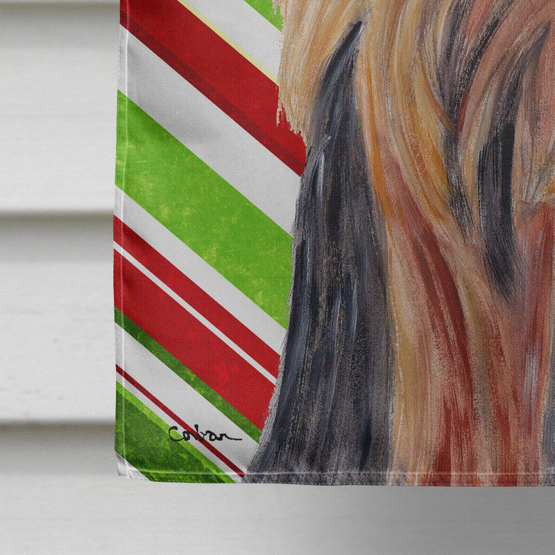 Yorkie Candy Cane Holiday Christmas Flag Canvas House Size