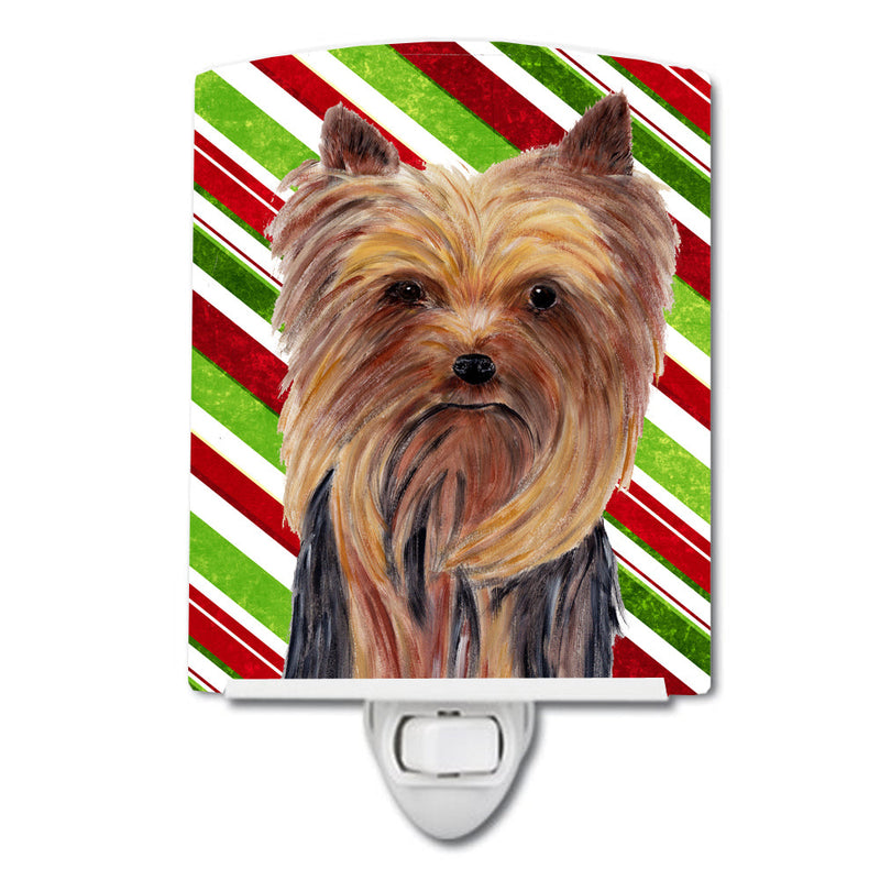 Yorkie Candy Cane Holiday Christmas Ceramic Night Light SC9325CNL