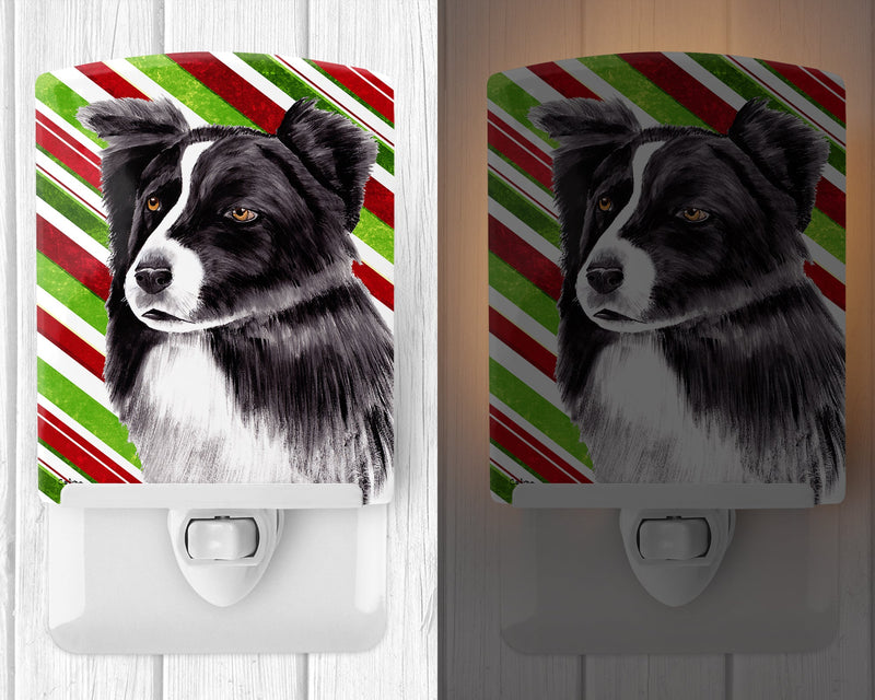 Border Collie Candy Cane Holiday Christmas Ceramic Night Light SC9327CNL