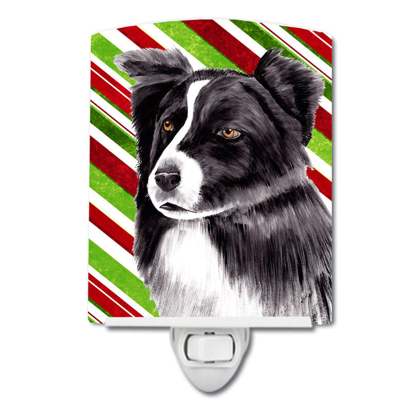 Border Collie Candy Cane Holiday Christmas Ceramic Night Light SC9327CNL