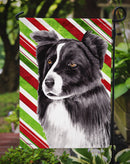 Border Collie Candy Cane Holiday Christmas Garden Flag – Decorative Outdoor Yard Flag