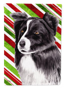 Border Collie Candy Cane Holiday Christmas Garden Flag – Decorative Outdoor Yard Flag