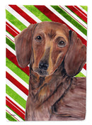 Dachshund Candy Cane Holiday Christmas House Flag 28x40 Porch Sleeve Pole Decorative Outside Yard Banner Artwork Wall Hanging, Polyester