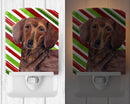 Dachshund Candy Cane Holiday Christmas Ceramic Night Light Compact, UL-Certified, Ideal for Bedroom, Bathroom, Nursery, Hallway, Kitchen, 6x4x3, Multicolor