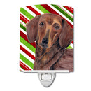 Dachshund Candy Cane Holiday Christmas Ceramic Night Light Compact, UL-Certified, Ideal for Bedroom, Bathroom, Nursery, Hallway, Kitchen, 6x4x3, Multicolor