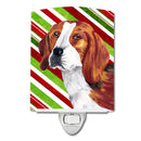 Beagle Candy Cane Holiday Christmas Ceramic Night Light Compact, UL-Certified, Ideal for Bedroom, Bathroom, Nursery, Hallway, Kitchen, 6x4x3, Multicolor