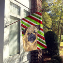 Pug Candy Cane Holiday Christmas House Flag 28x40 Porch Sleeve Pole Decorative Outside Yard Banner Artwork Wall Hanging, Polyester