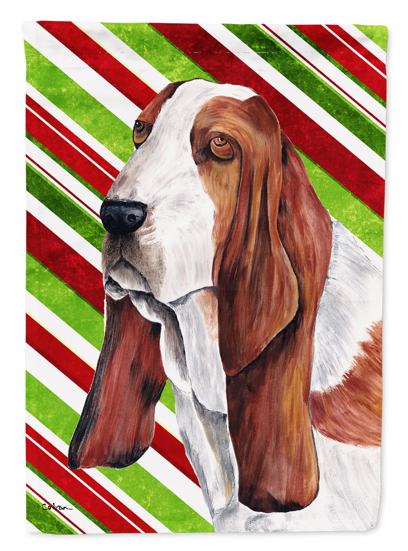 Basset Hound Candy Cane Holiday Christmas Flag Canvas House Size