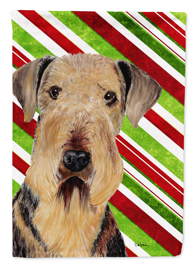 Airedale Candy Cane Holiday Christmas Flag Canvas House Size