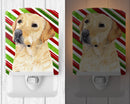 Labrador Candy Cane Holiday Christmas Ceramic Night Light Compact, UL-Certified, Ideal for Bedroom, Bathroom, Nursery, Hallway, Kitchen, 6x4x3, Multicolor