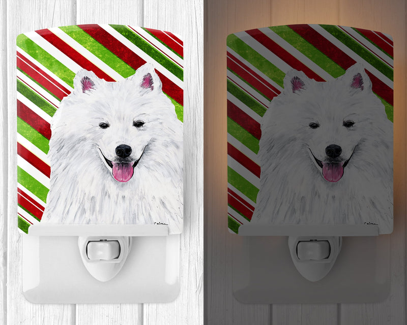 American Eskimo Candy Cane Holiday Christmas Ceramic Night Light SC9339CNL