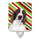 Welsh Springer Spaniel Candy Cane Holiday Christmas Ceramic Night Light Compact, UL-Certified, Ideal for Bedroom, Bathroom, Nursery, Hallway, Kitchen, 6x4x3, Multicolor