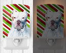 Pit Bull Candy Cane Holiday Christmas Ceramic Night Light Compact, UL-Certified, Ideal for Bedroom, Bathroom, Nursery, Hallway, Kitchen, 6x4x3, Multicolor