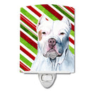 Pit Bull Candy Cane Holiday Christmas Ceramic Night Light Compact, UL-Certified, Ideal for Bedroom, Bathroom, Nursery, Hallway, Kitchen, 6x4x3, Multicolor