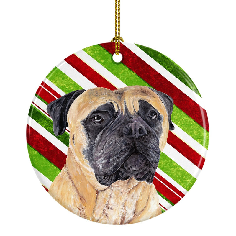 Mastiff Candy Cane Holiday Christmas  Ceramic Ornament SC9345