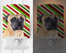 Mastiff Candy Cane Holiday Christmas Ceramic Night Light Compact, UL-Certified, Ideal for Bedroom, Bathroom, Nursery, Hallway, Kitchen, 6x4x3, Multicolor