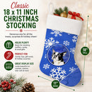 Boston Terrier Winter Snowflakes Holiday Holiday Stocking Double-Sided Print, Polyester Suede,11x18, Made in USA