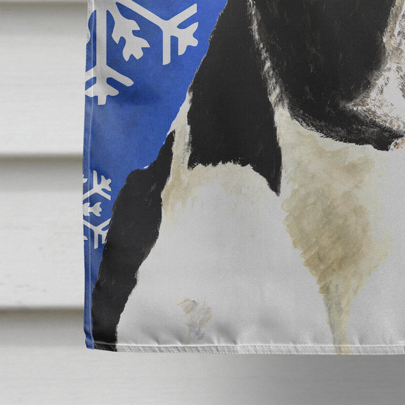 Boston Terrier Winter Snowflakes Holiday Flag Canvas House Size