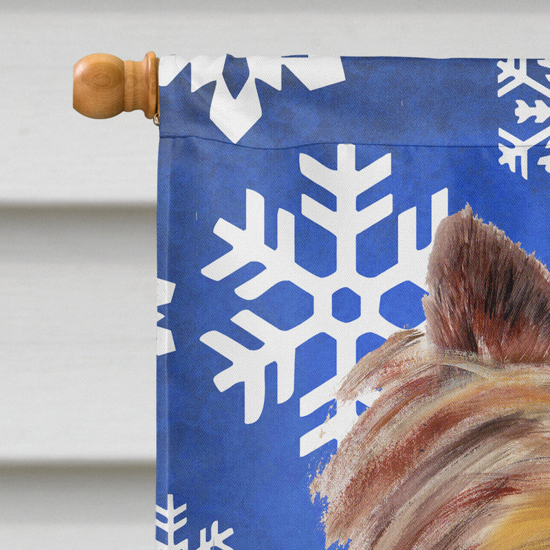 Yorkie Winter Snowflakes Holiday Flag Canvas House Size