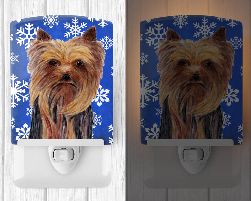 Yorkie Winter Snowflakes Holiday Ceramic Night Light SC9365CNL