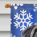 Pug Winter Snowflakes Holiday House Flag 28x40 Porch Sleeve Pole Decorative Outside Yard Banner Artwork Wall Hanging, Polyester