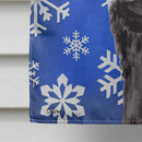 Pug Winter Snowflakes Holiday House Flag 28x40 Porch Sleeve Pole Decorative Outside Yard Banner Artwork Wall Hanging, Polyester