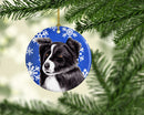 Border Collie Winter Snowflakes Holiday Ornament - Round Ceramic Ornament – Artist-Designed Keepsake Decoration SC9367